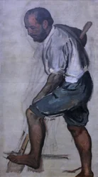 Homme creusant